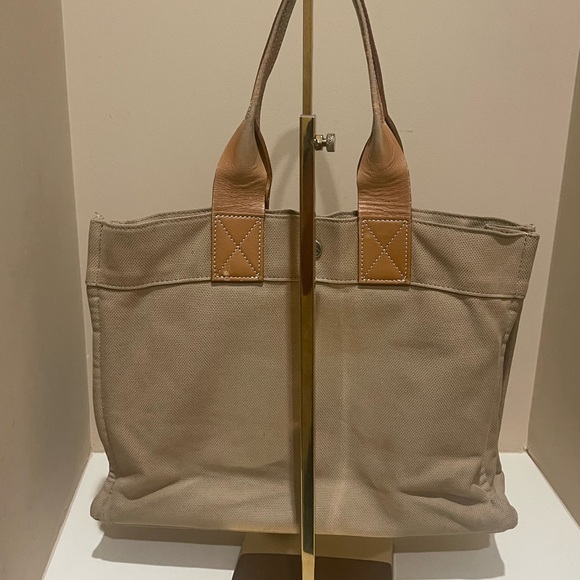 Burberry Blue Label Khaki Canvas Tote with Leather Handles - Picture 4 of 8